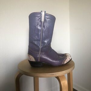 Tony Lama Purple/Lavender Cowboy Boots with Red Speckled Toe Sz 25/8